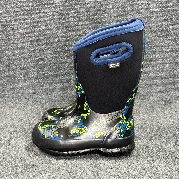 Bogs Classic Axel Boots Boys Sz 10 Black Blue Lime Waterproof Outdoor Rain Boot - Picture 5 of 14